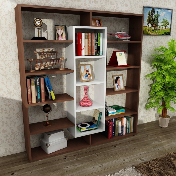 Hanah Home Ample Estantería Wengué y Blanco Hanah Home Ample Estantería Wengué y Blanco